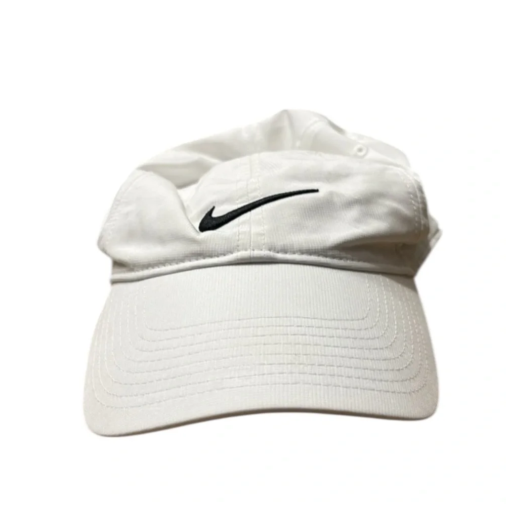 NIKE Classic White Hat with Black Swoosh -- Adjustable strap
